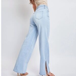 YMI 90's Wide Leg DISTRESSED Jeans Dream 90s Leg Slit Women's Size 26 NWT